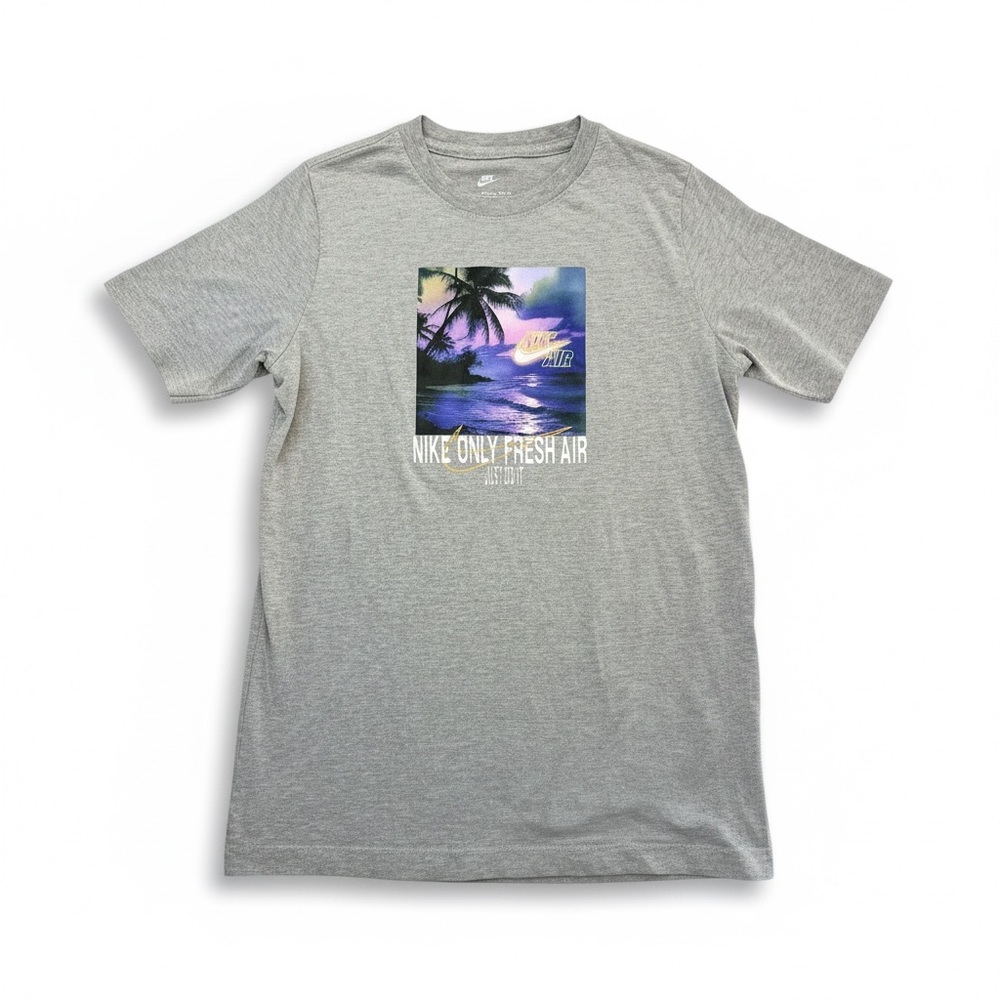NikeYouth Boy’s Heather Gray Tee with Tropical Print YXL